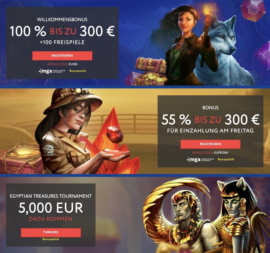 EUslot Online-Kasino-Bonusse
